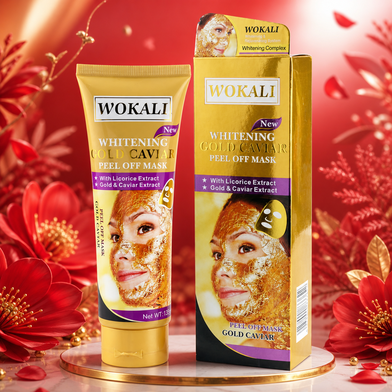 Pachet 1+1 GRATIS: Mască Aur 24K & Caviar (Ten de Porțelan)